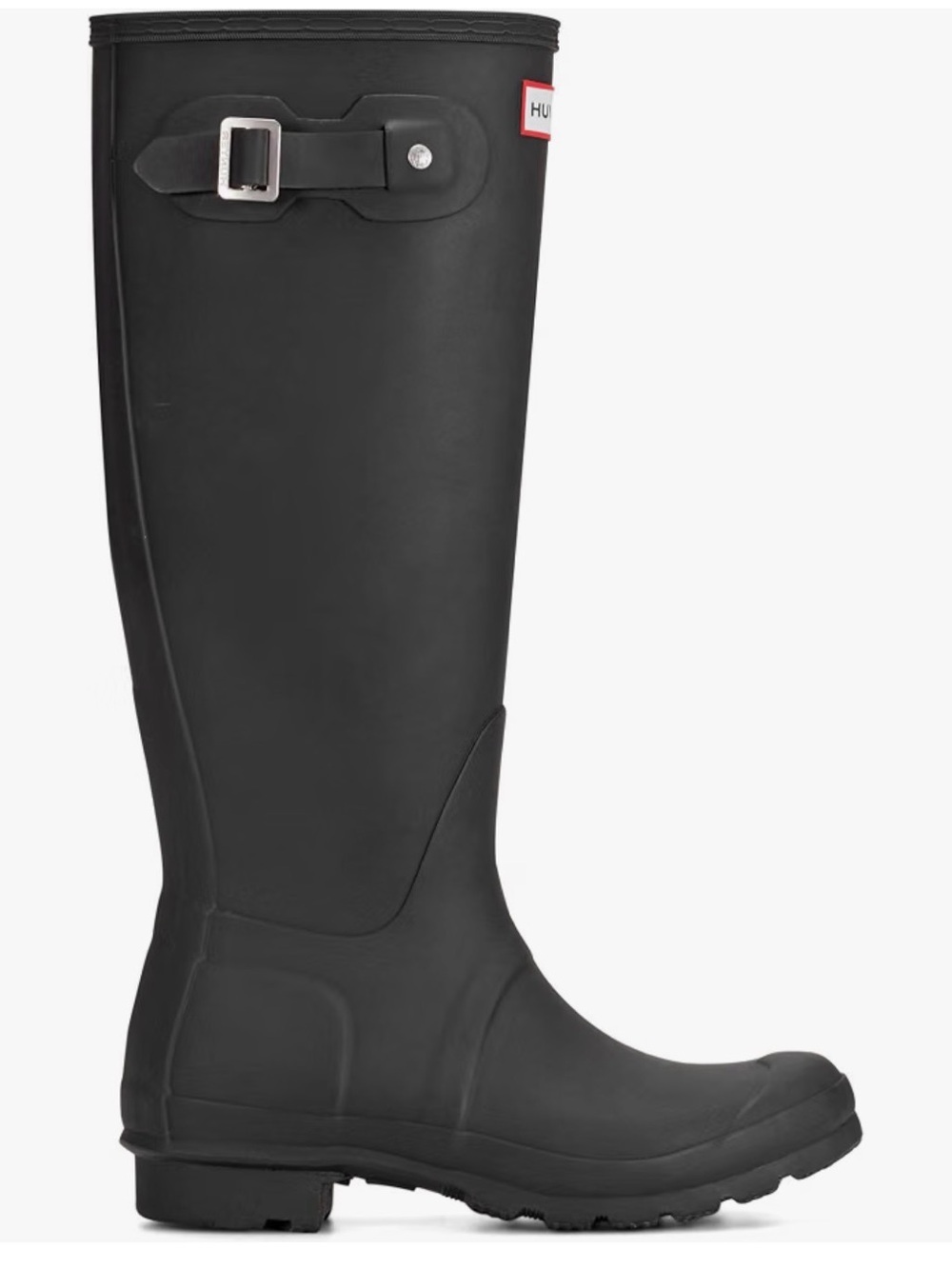 Hunter Black Tall Waterproof Rain Boot with Buckle